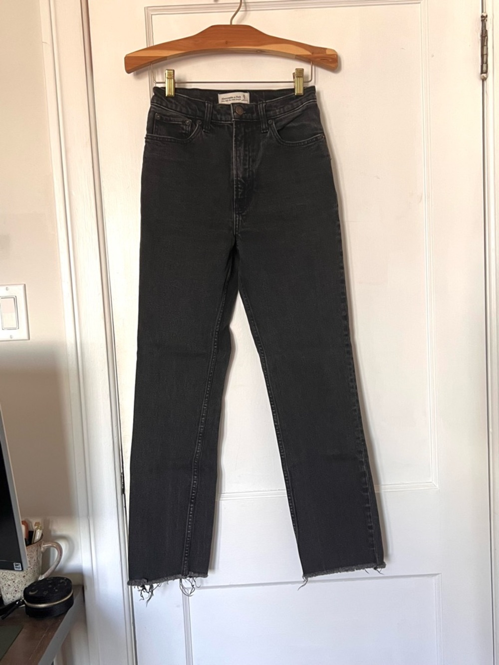 Abercrombie & Fitch Black “Ultra High Rise Ankle Straight” Jeans